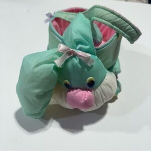 Vintage Mint Green Bunny Plush Basket